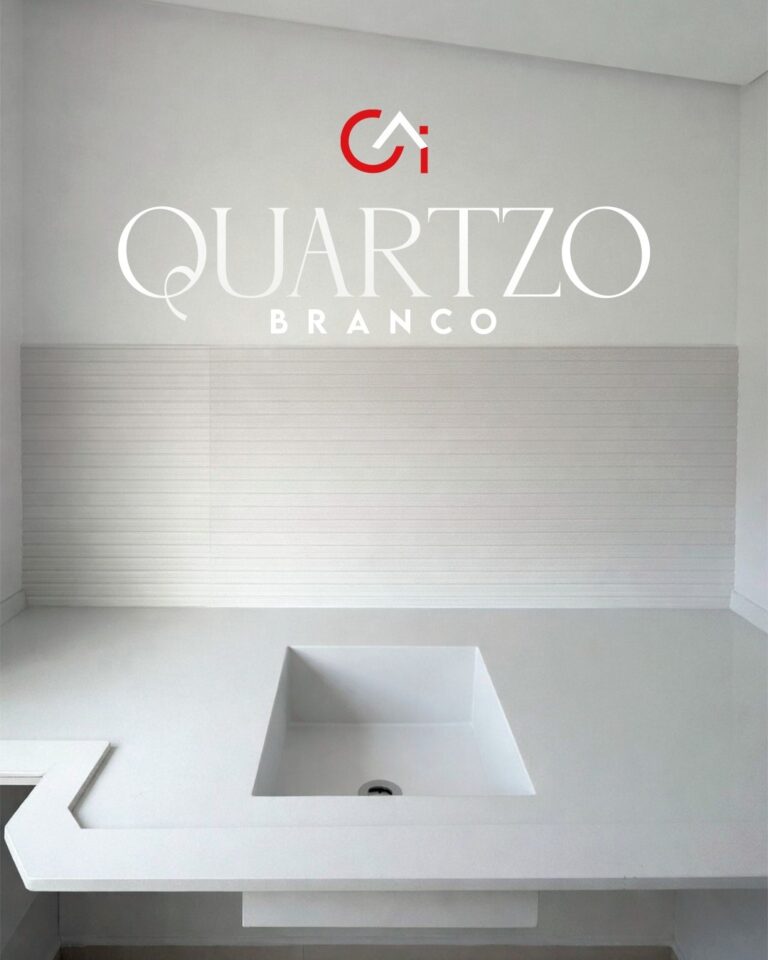 Detalhe de bancada em quartzo branco